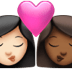 👩🏻‍❤️‍💋‍👩🏾 kiss: woman, woman, light skin tone, medium-dark skin tone display on Apple